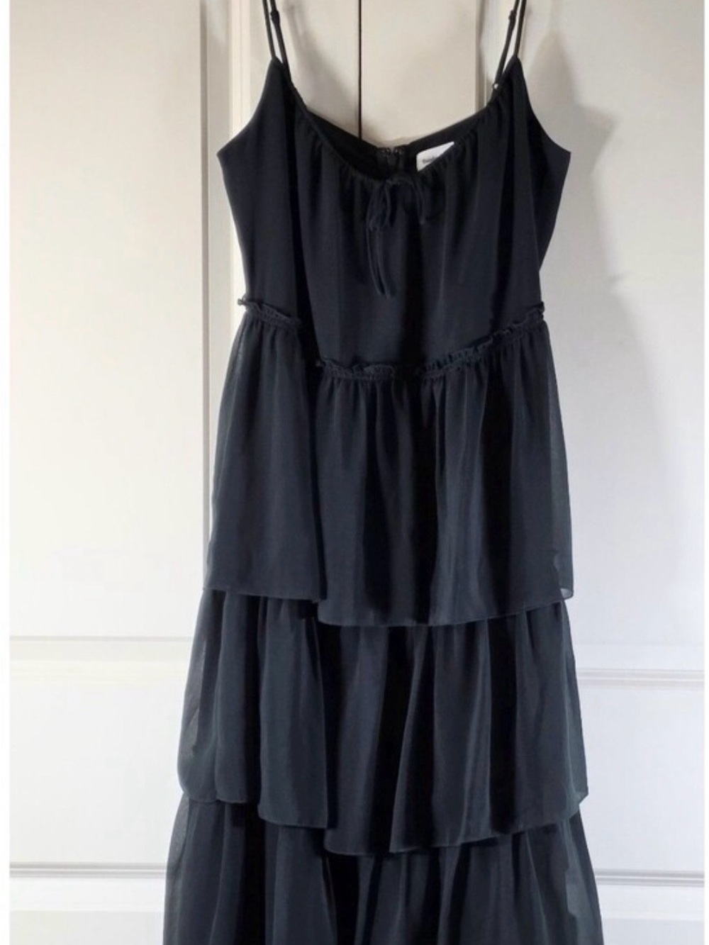 Sunday Best Forest Green Tiered Chiffon Dress Babydoll Romantic Cottagecore M